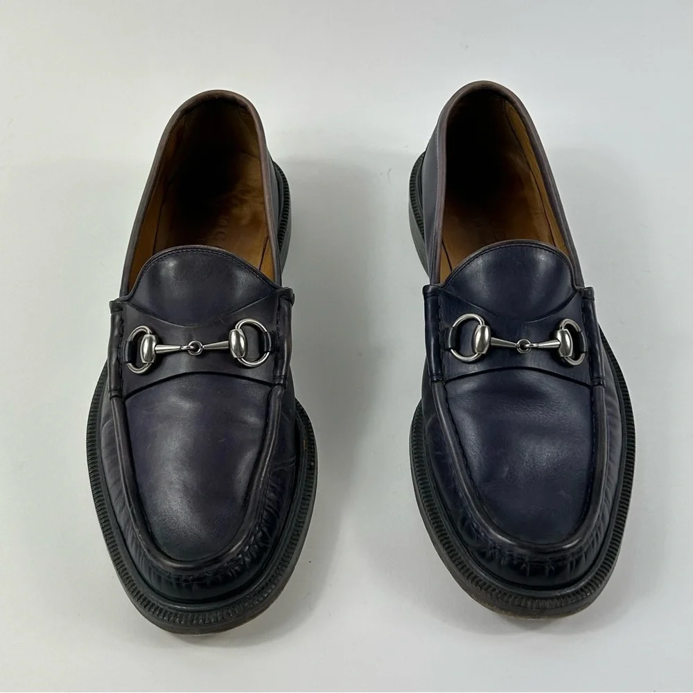 GUCCI Purple Leather Horsebit Loafers Size 7